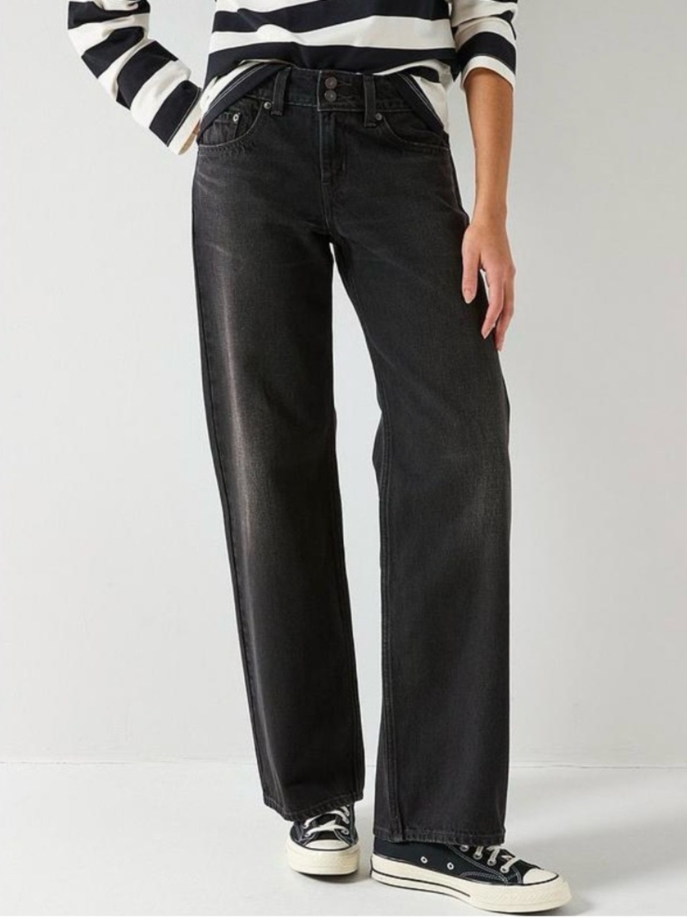 LEVI’S Super Low Loose Wide Leg Jeans 28 Faded Black Wash EUC